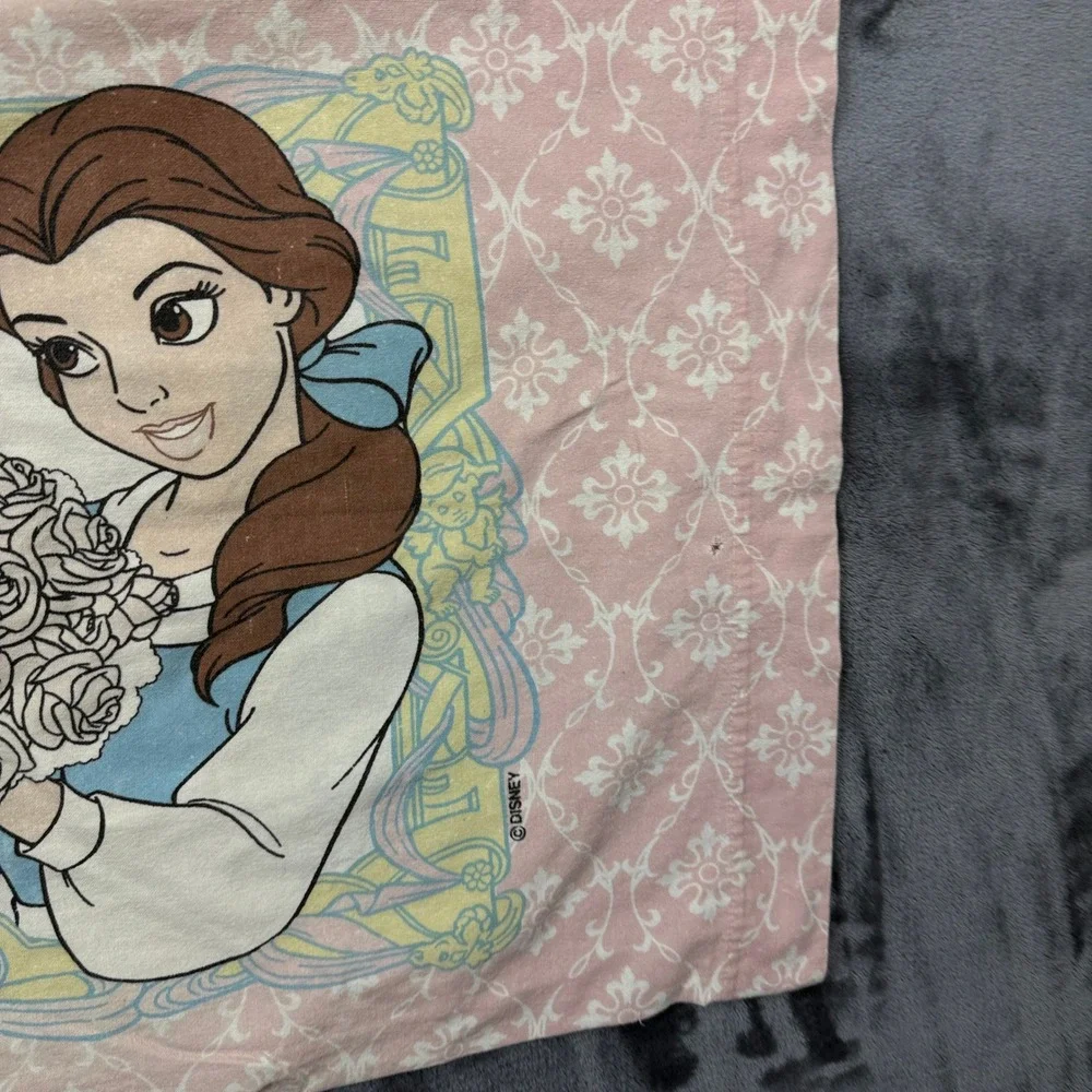 Disney Pillowcase Kids Standard Pink Belle Beauty and the Beast Vintage Graphic